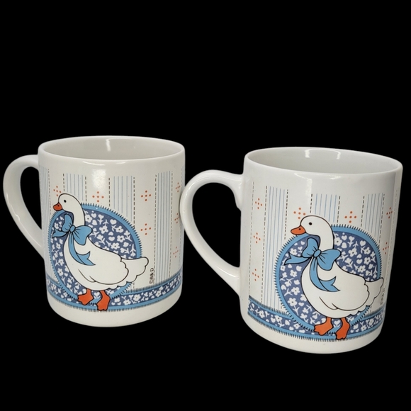 4 Vintage 1990's Country Geese Goose Coffee Mugs Y2K Farmhouse Cottagecore Blue - Picture 5 of 9